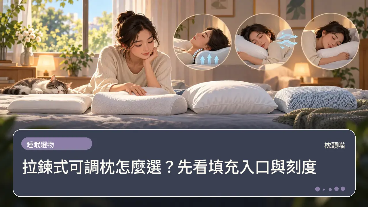 拉鍊式可調枕怎麼選？先看填充入口與刻度主題插畫