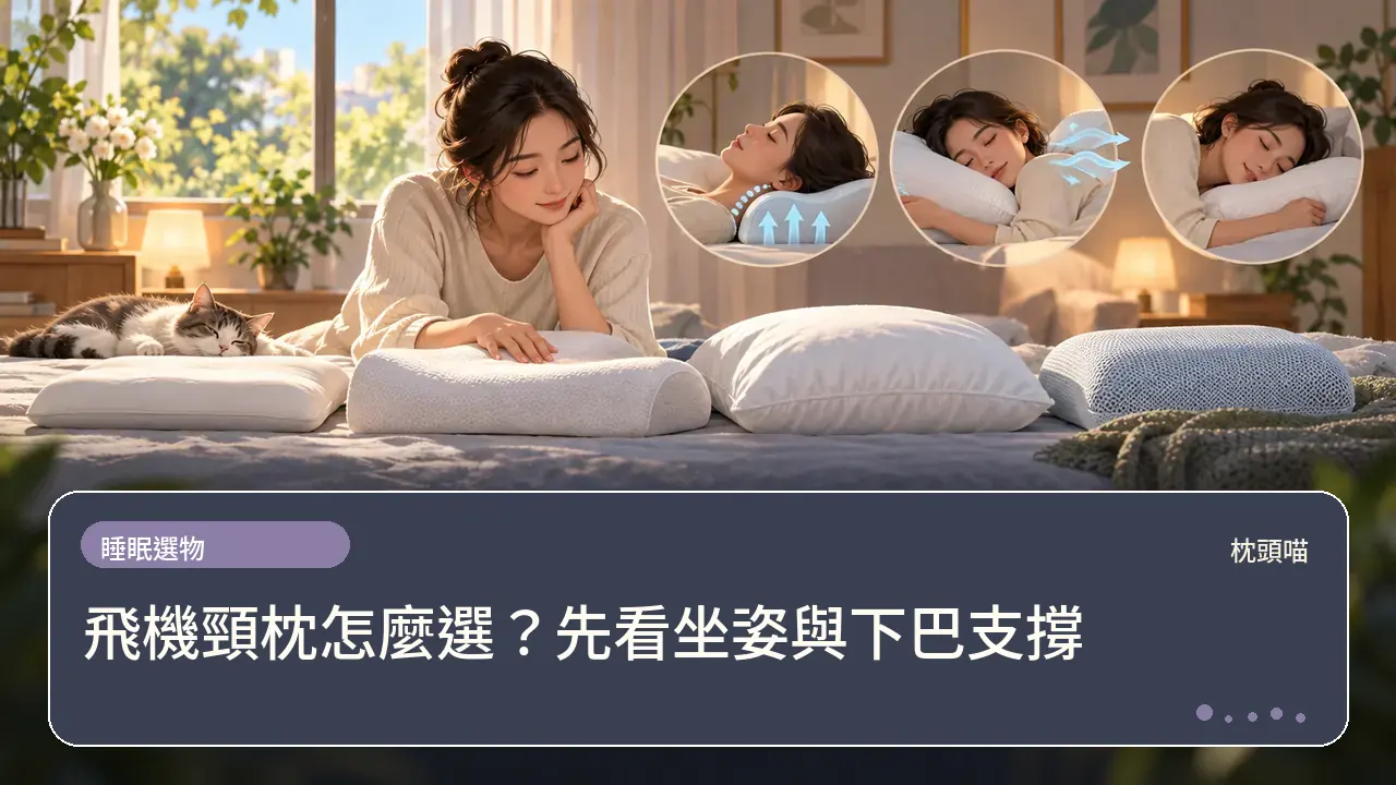 飛機頸枕怎麼選?先看坐姿與下巴支撐主題插畫