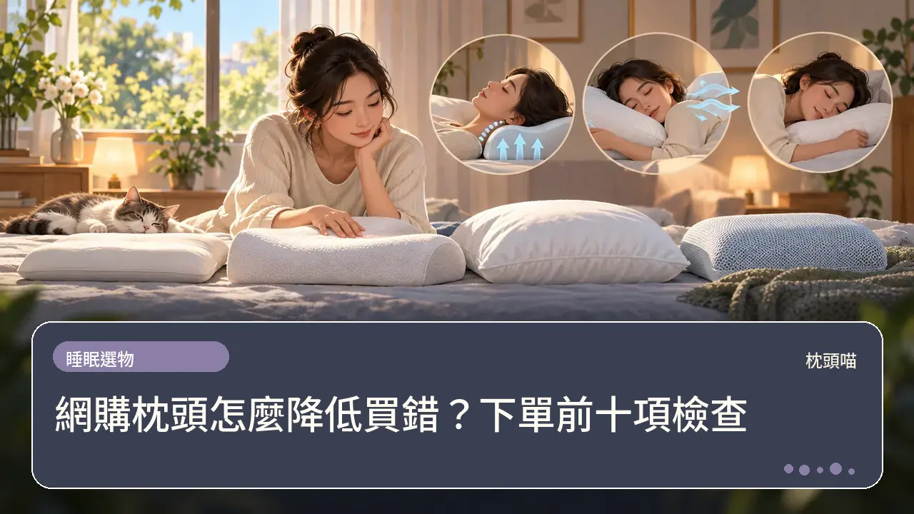 網購枕頭怎麼降低買錯?下單前十項檢查主題插畫