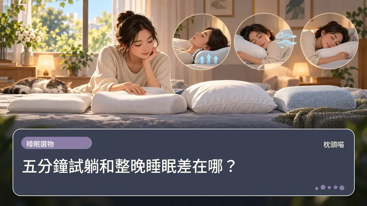 五分鐘試躺和整晚睡眠差在哪?主題插畫