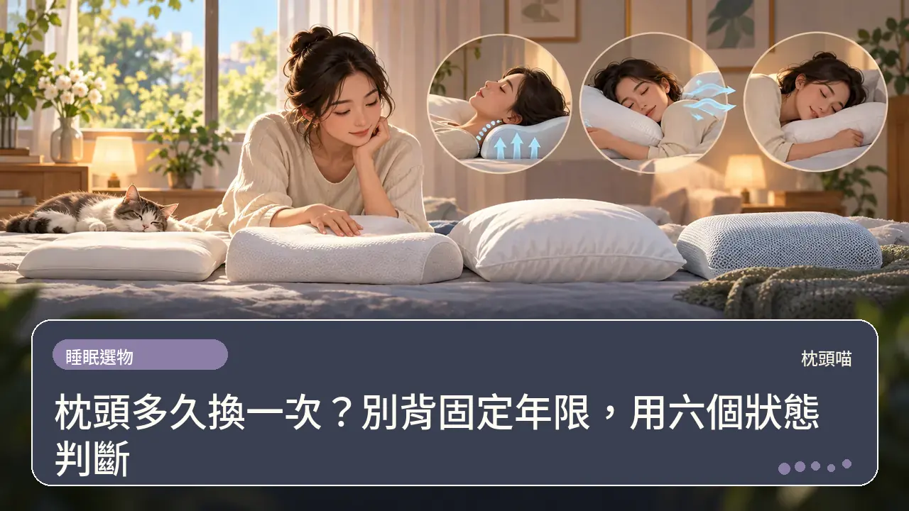 枕頭多久換一次?別背固定年限,用六個狀態判斷主題插畫
