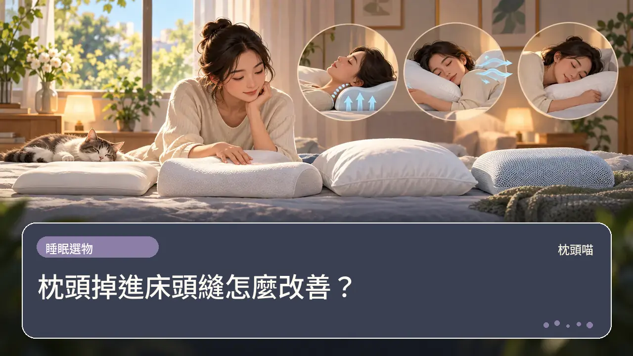 枕頭掉進床頭縫怎麼改善?主題插畫