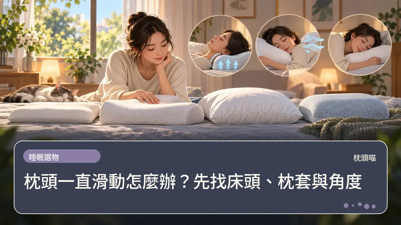 枕頭一直滑動怎麼辦？先找床頭、枕套與角度主題插畫