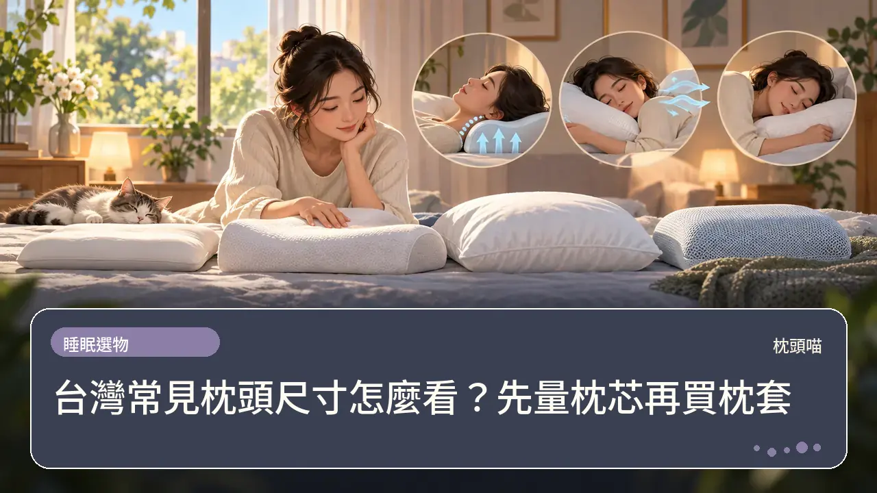 台灣常見枕頭尺寸怎麼看？先量枕芯再買枕套主題插畫